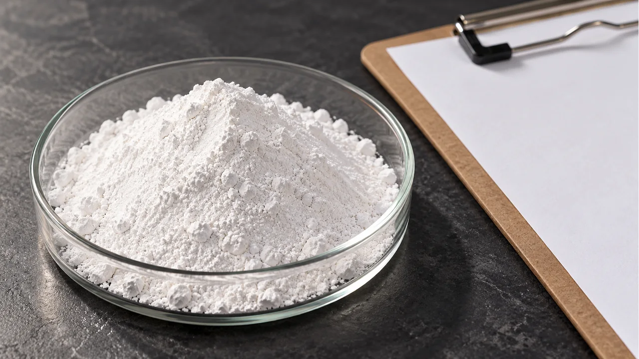 White barium-sulfate material and a blank review clipboard