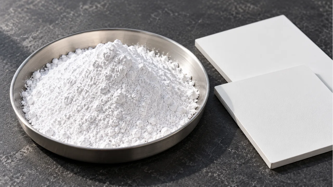 White pigment powder with coating panels