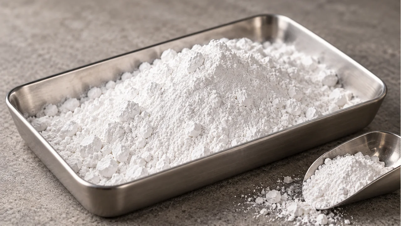 Close view of calcium carbonate powder