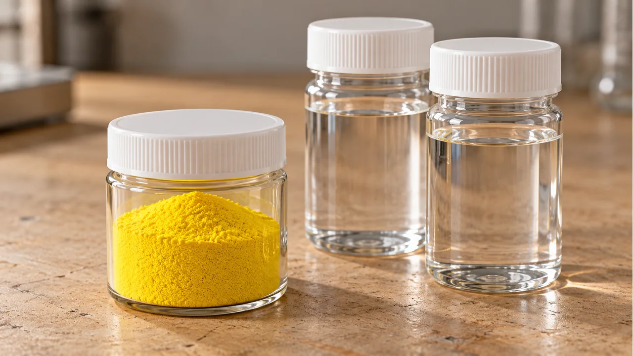Yellow PAC powder and capped water samples