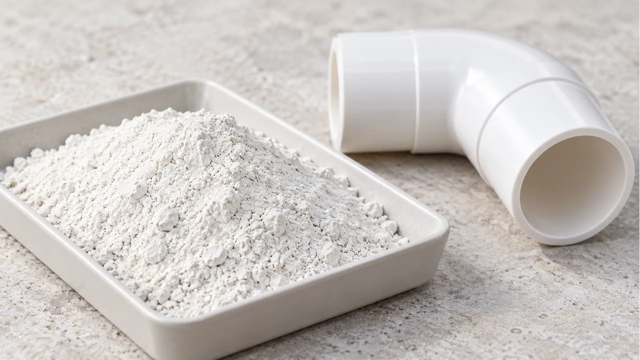 Calcium carbonate and a finished plastic application sample
