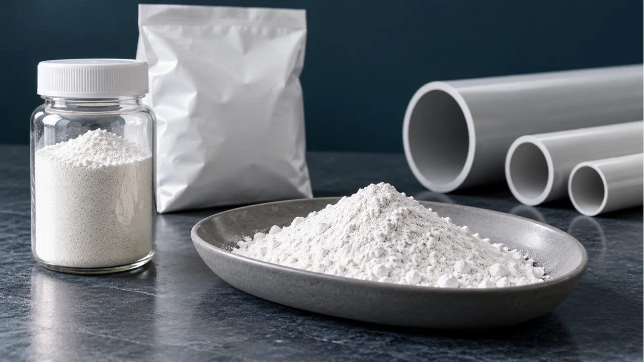 Calcium carbonate powder with plain sample packaging