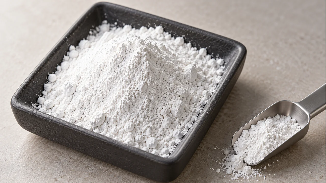 Close view of calcium carbonate powder