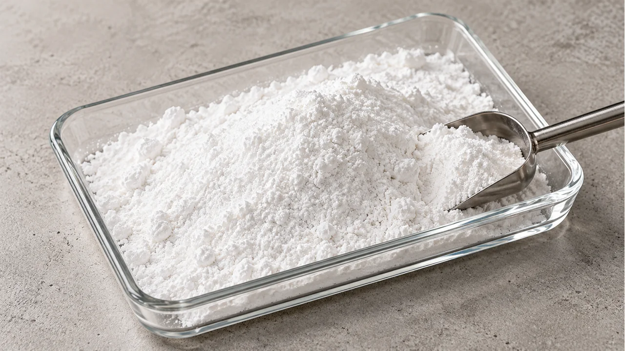 Close view of anhydrous sodium sulfate powder