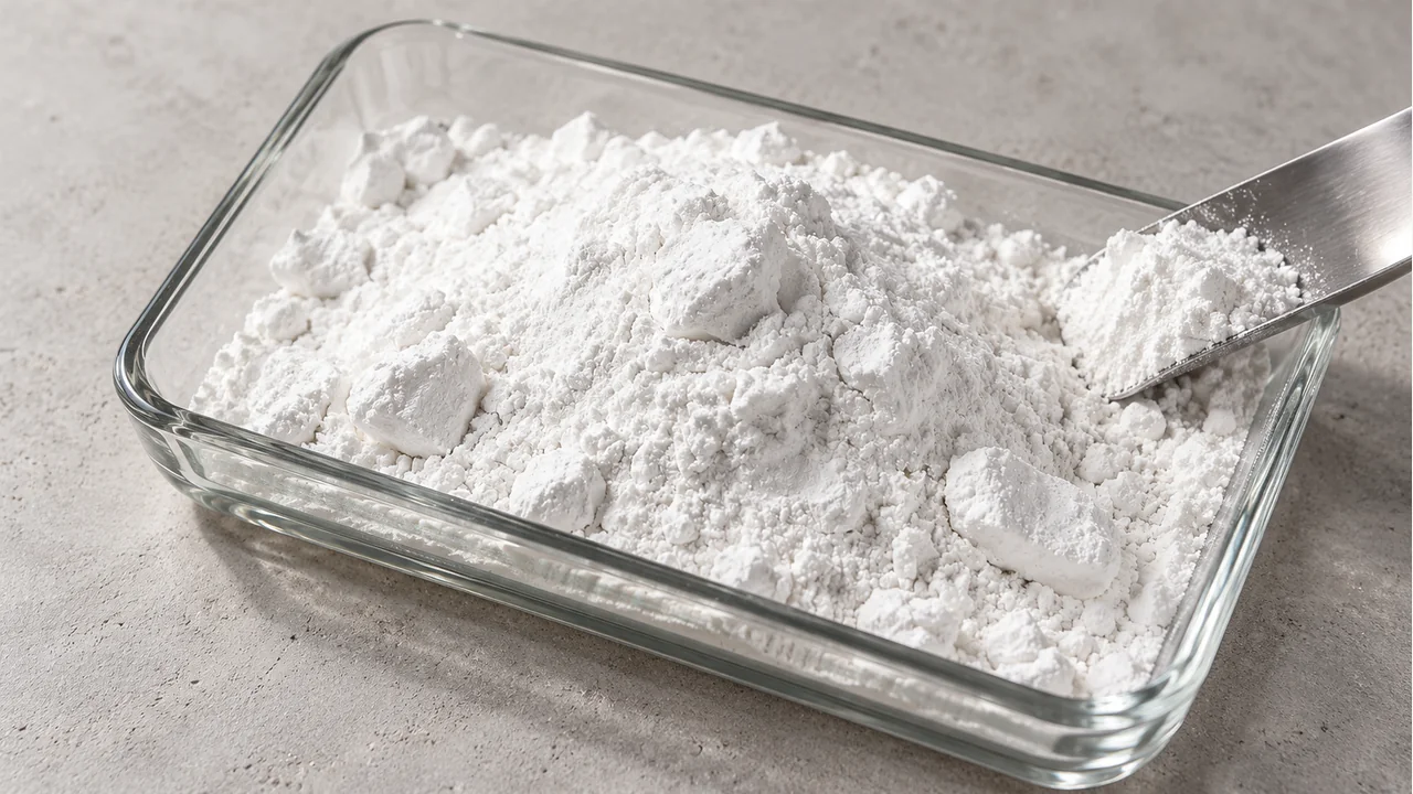 Close view of calcium carbonate powder