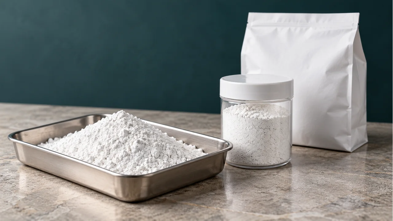 Paper-filler mineral powder with plain sample packaging