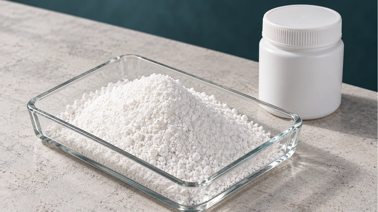 Sodium metasilicate granules with plain sample packaging