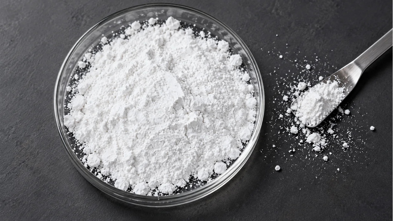 Close view of barium sulfate powder
