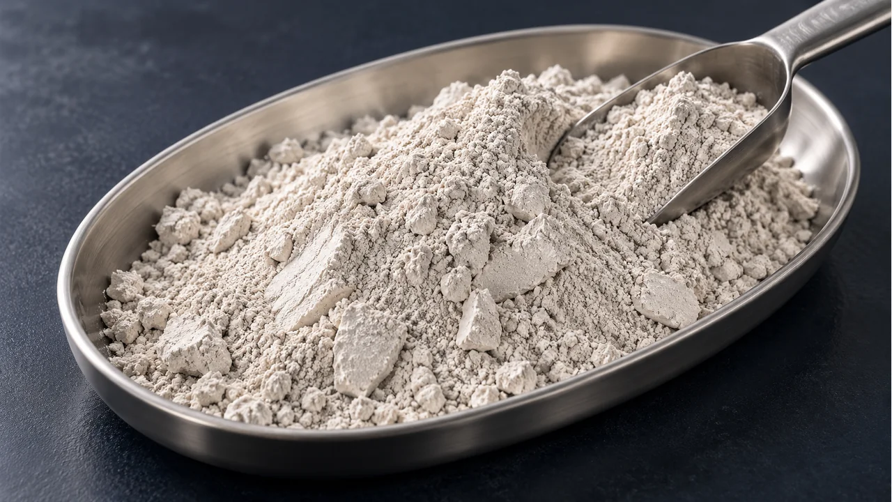Close view of industrial quicklime powder