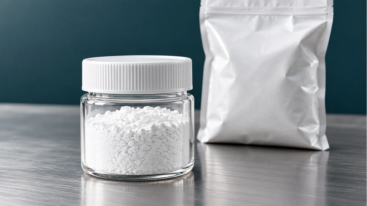 Barium sulfate powder with plain sample packaging