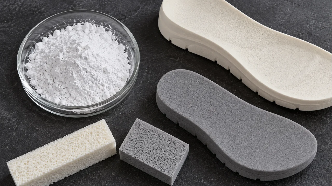Shoe-sole and foam samples and the material sample