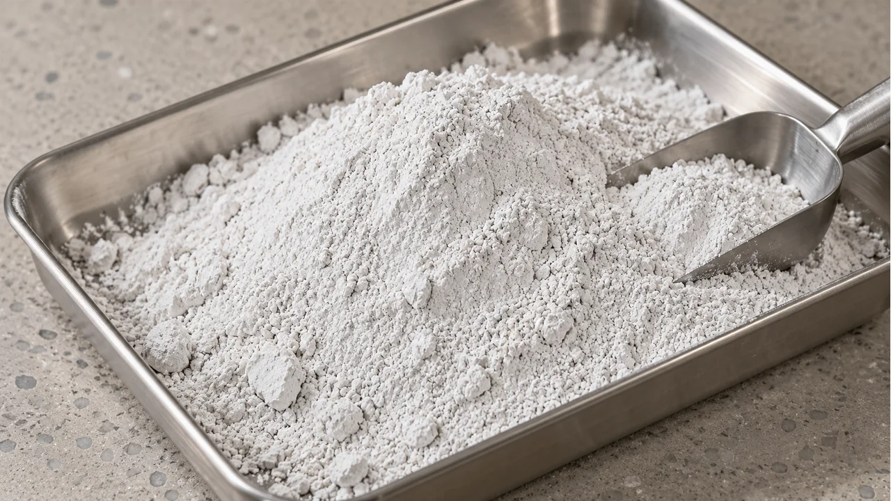 Close view of calcium hydroxide powder