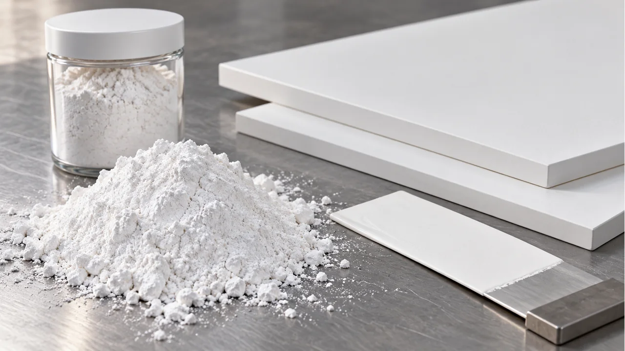 Calcium carbonate powder with white coating samples