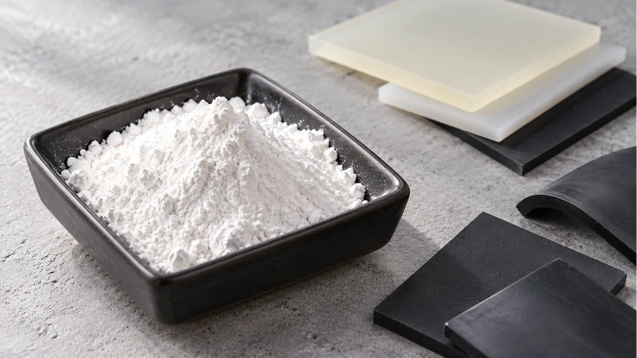 Calcium sulfate whisker powder with compound and component samples