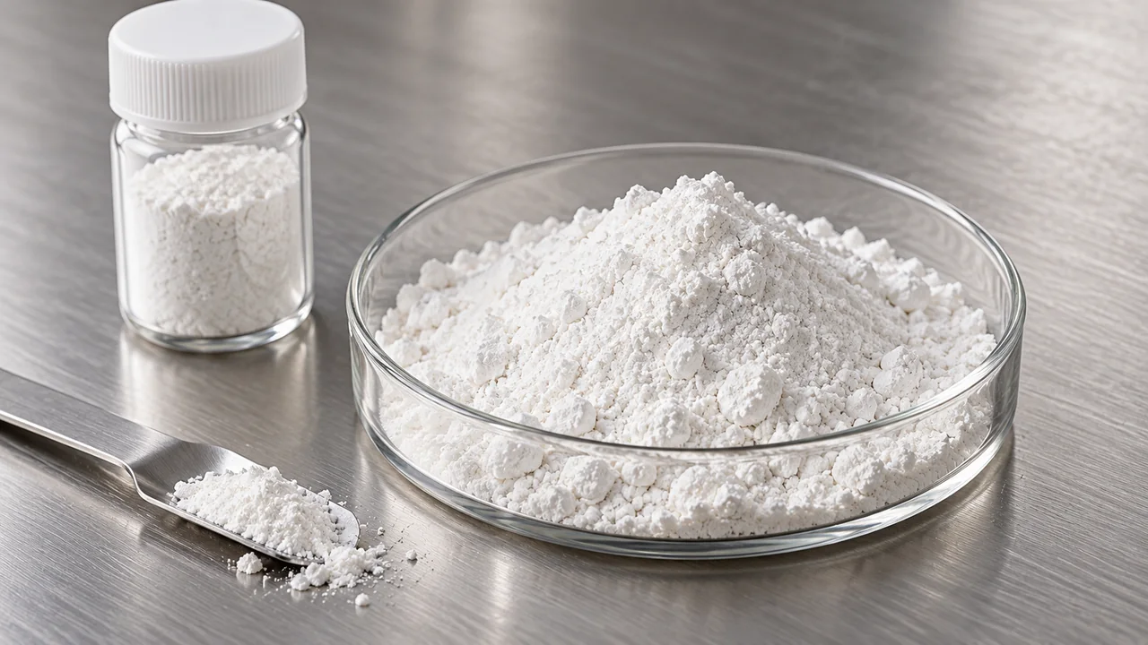 Close view of calcium carbonate powder
