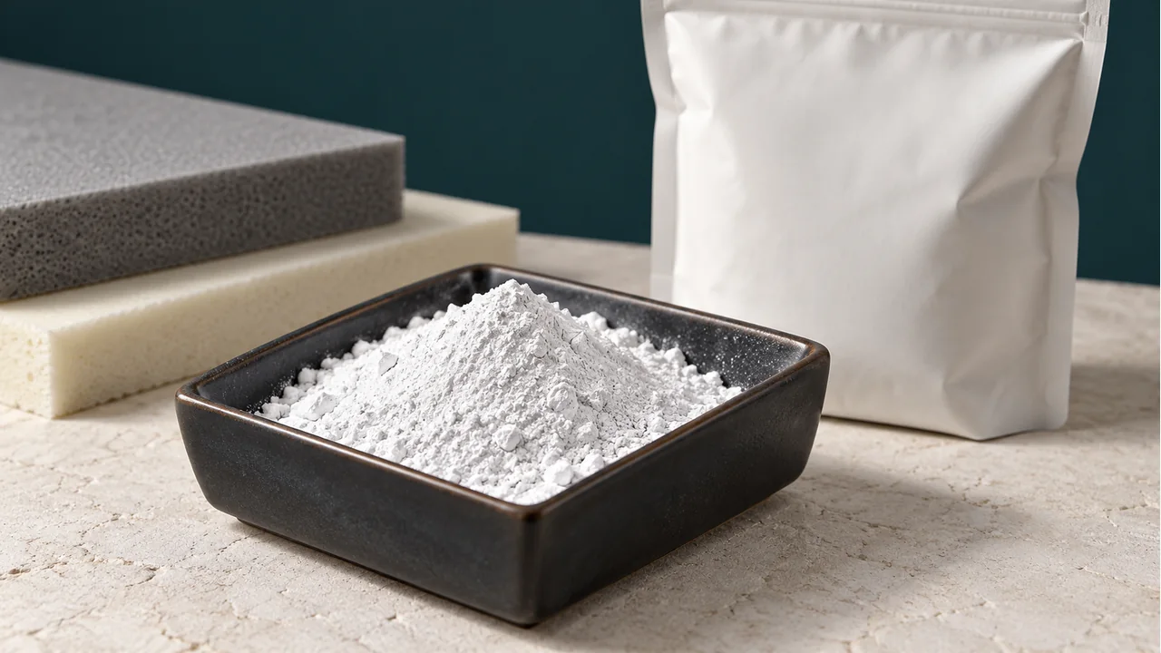 Talc powder with plain sample packaging