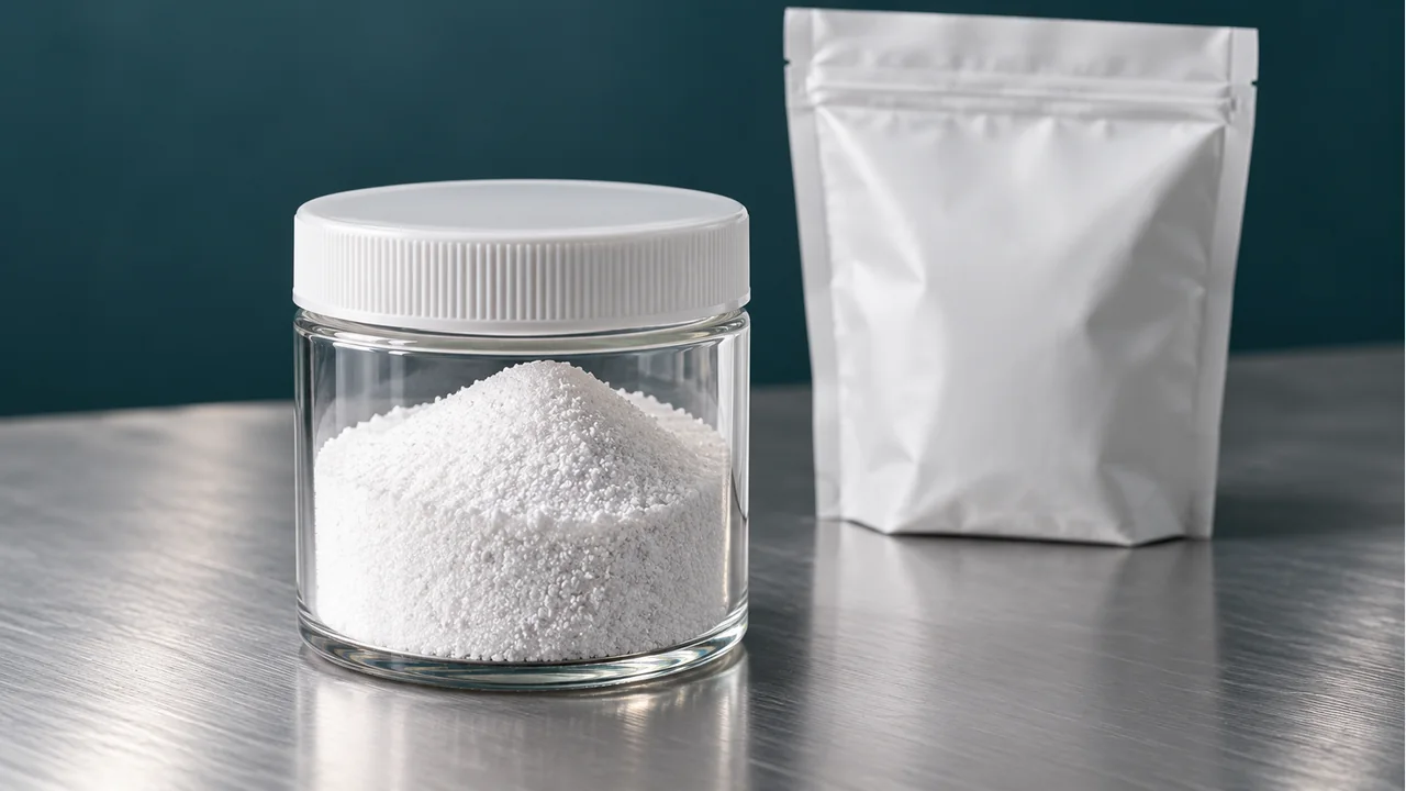 Silica-based industrial powder with plain sample packaging
