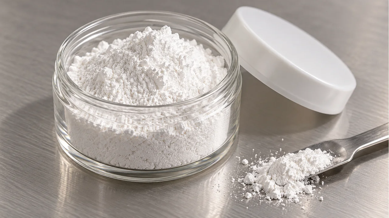 Close view of calcium sulfate whisker powder