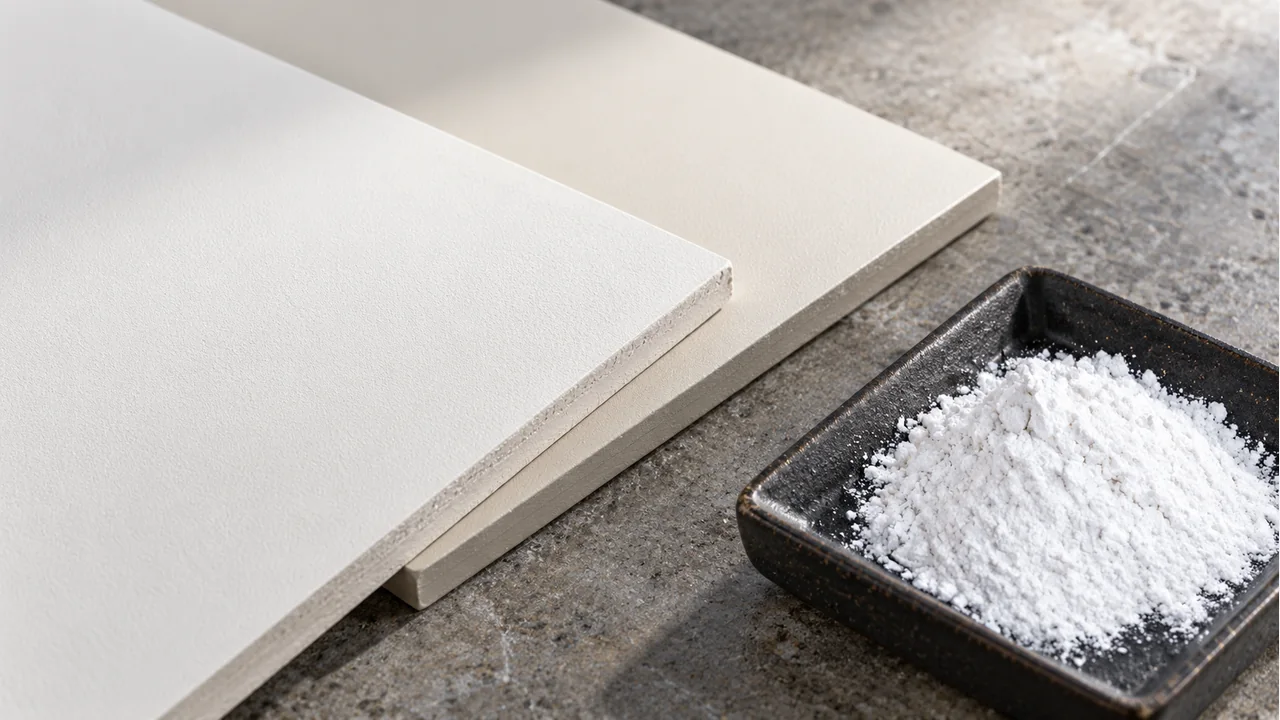 Matte-finish panels and the material sample