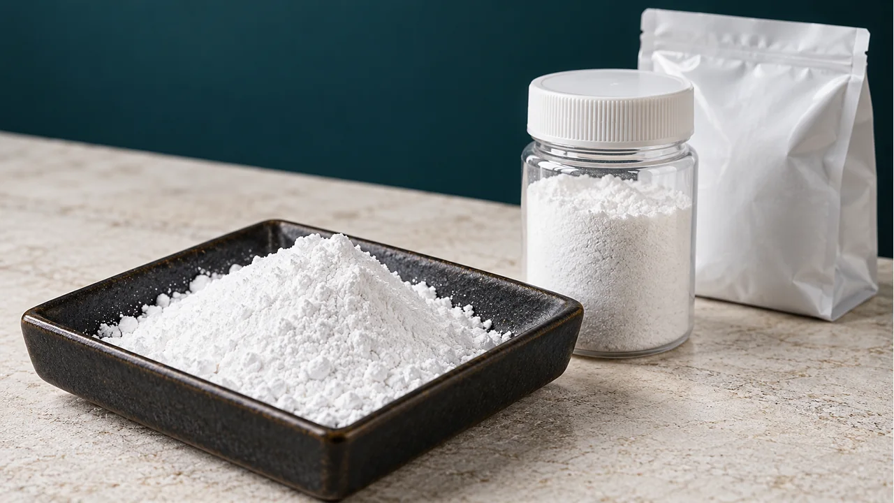Anhydrous sodium sulfate powder with plain sample packaging