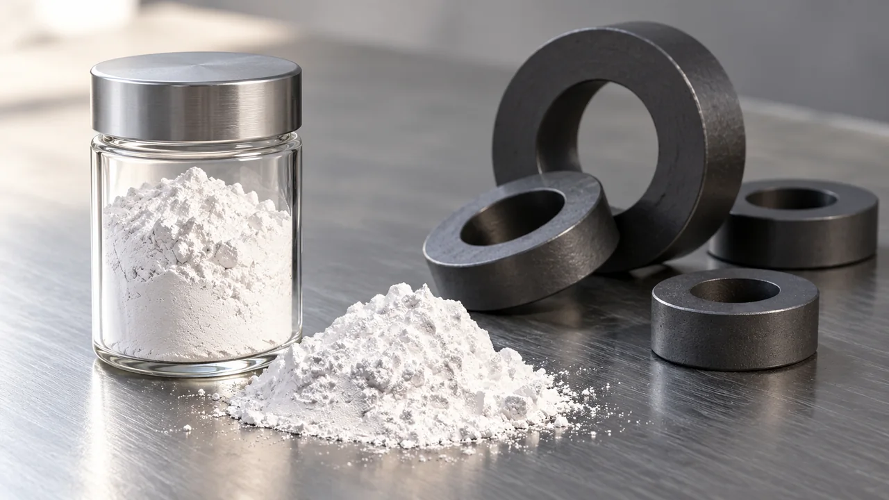 Carbonate precursor powder with ferrite components