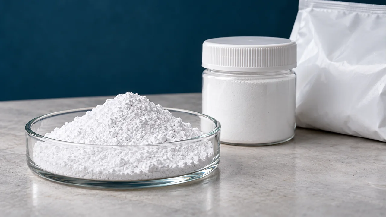Titanium dioxide powder with plain sample packaging