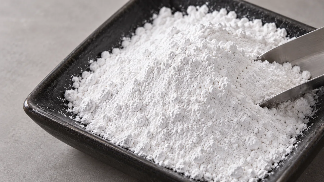 Close view of calcium carbonate powder