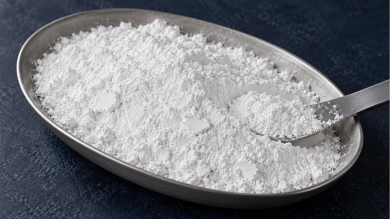Close view of calcium carbonate powder