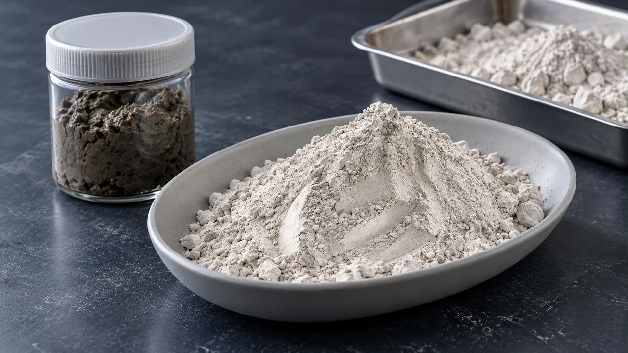 Industrial calcium oxide powder with sludge-material sample jars