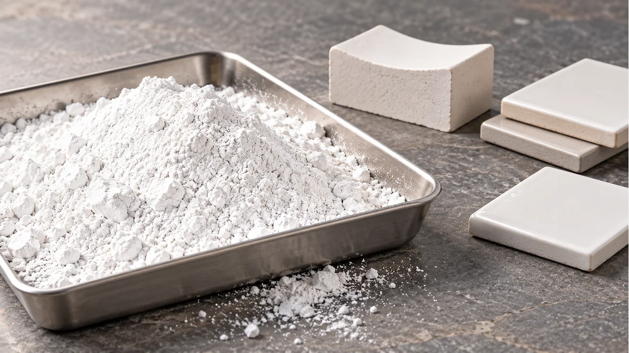 Wollastonite powder with ceramic samples