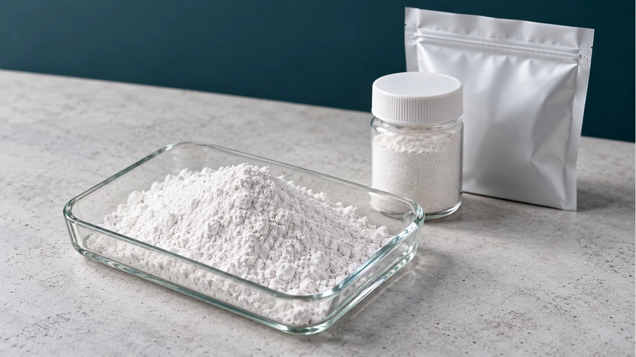 Calcium sulfate whisker powder with plain sample packaging