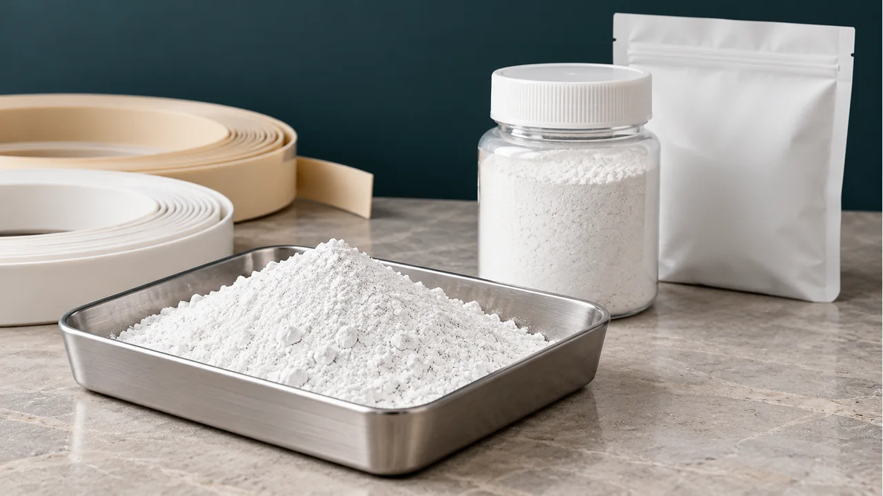 Calcium carbonate powder with plain sample packaging