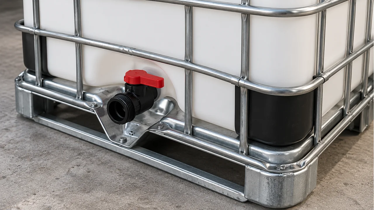 IBC outlet and lower cage detail