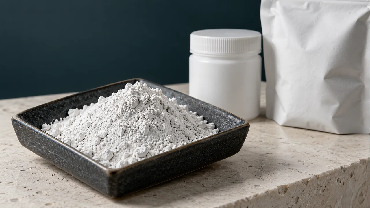 Calcium hydroxide powder with plain sample packaging