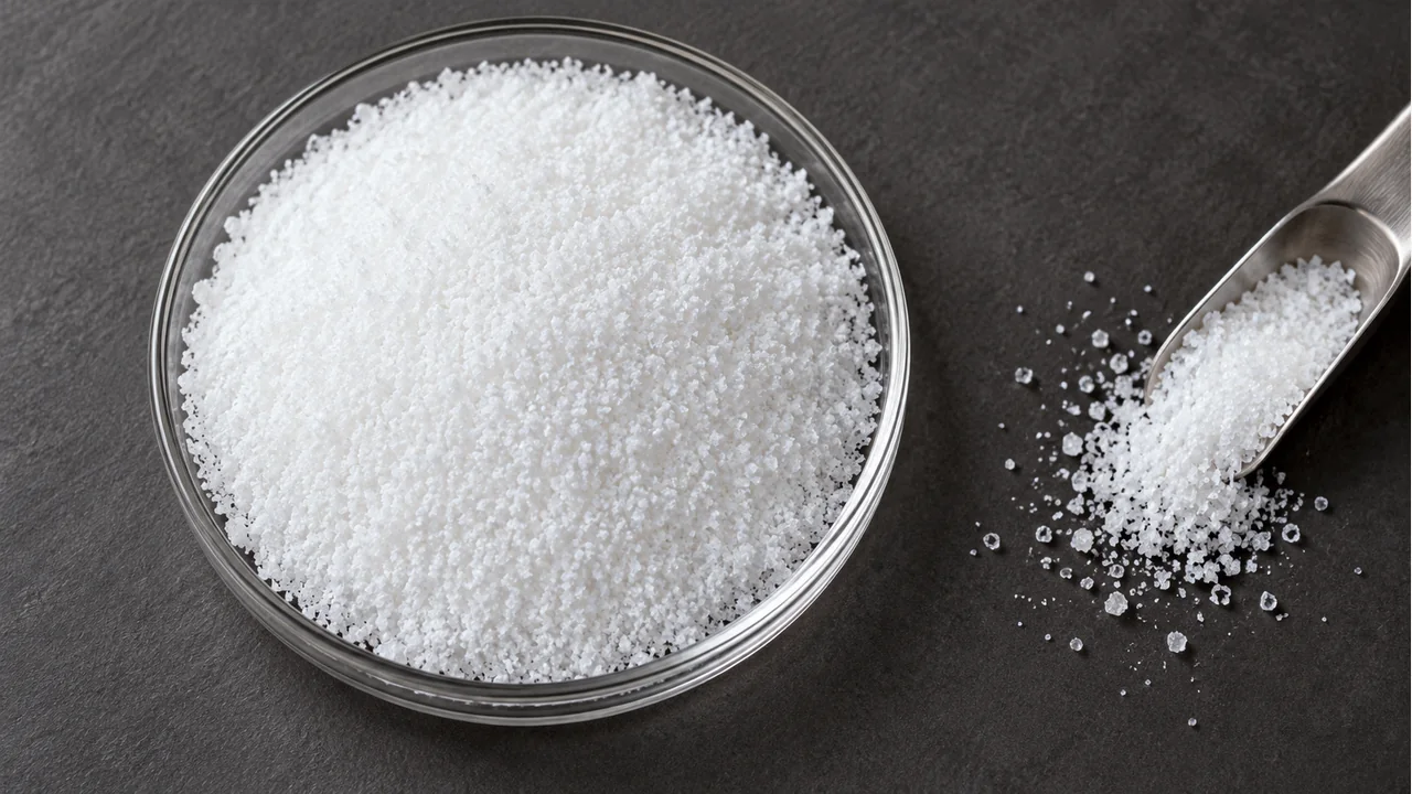 Close view of sodium acetate crystals