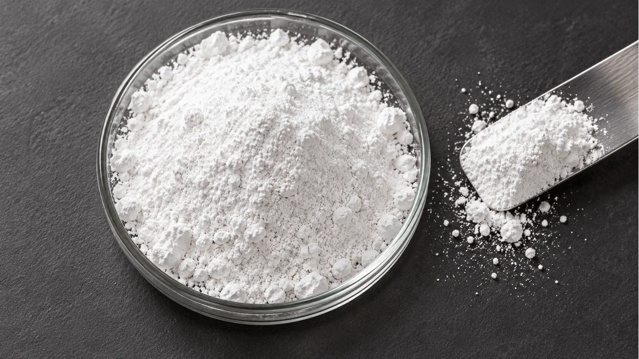 Close view of barium sulfate powder