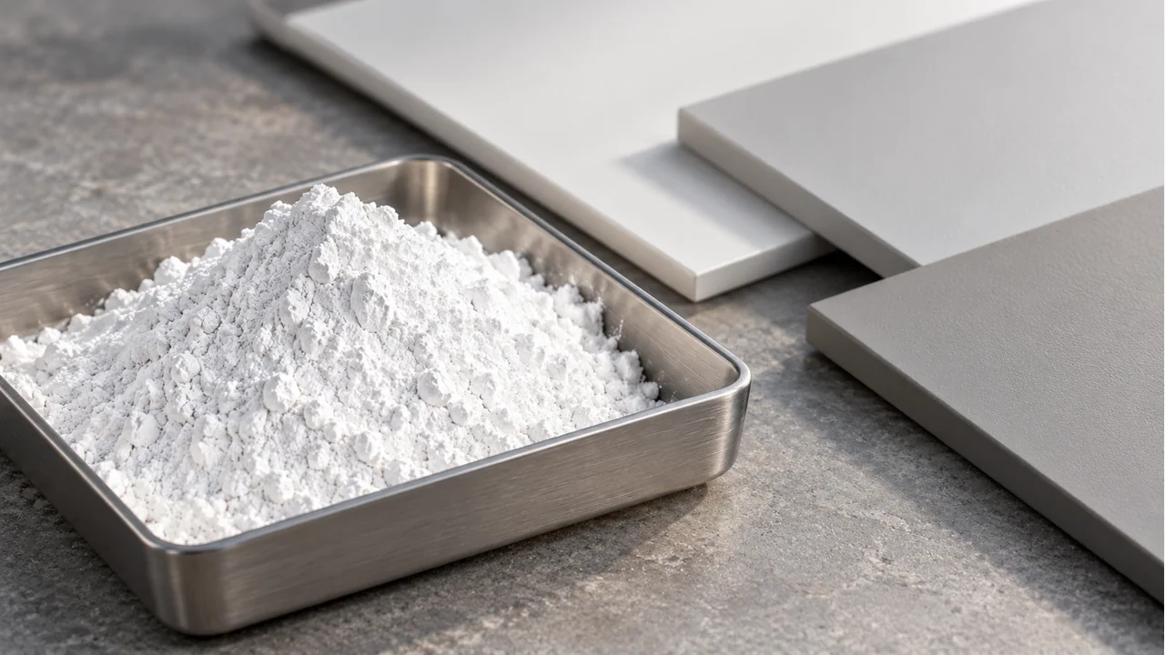 Barium sulfate powder with matte-finish panels