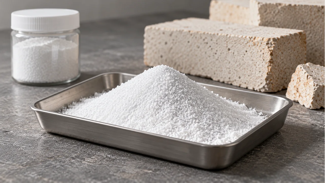 Silica-based industrial powder with refractory specimens