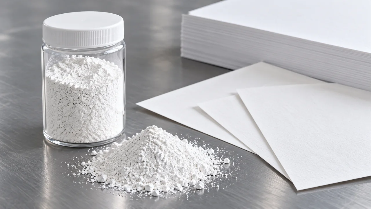 Paper-filler mineral powder with white paper samples