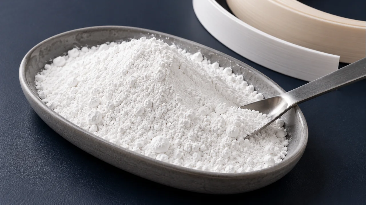Close view of calcium carbonate powder
