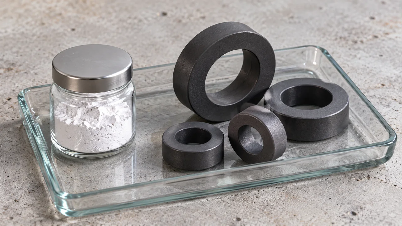 Ferrite components and the material sample