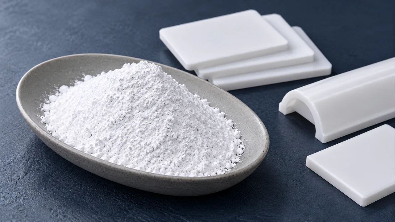 Titanium dioxide powder with white plastic components