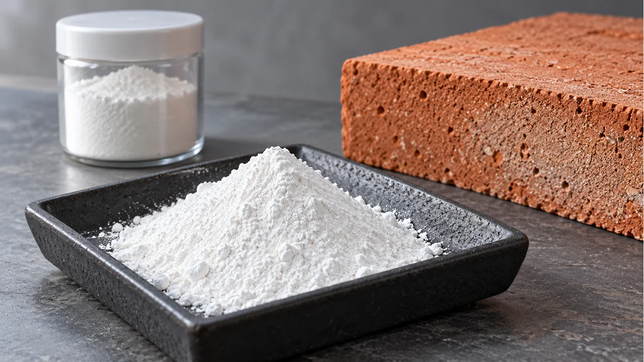 Barium carbonate powder with brick samples
