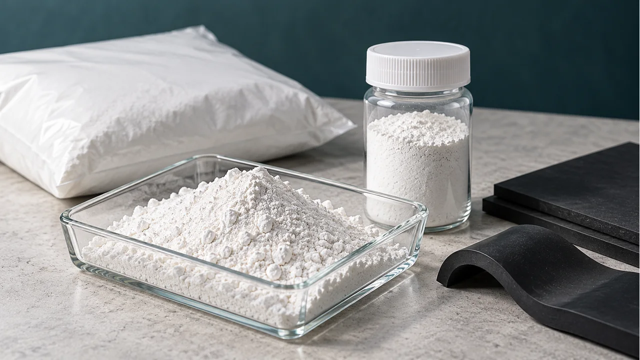 Calcium carbonate powder with plain sample packaging