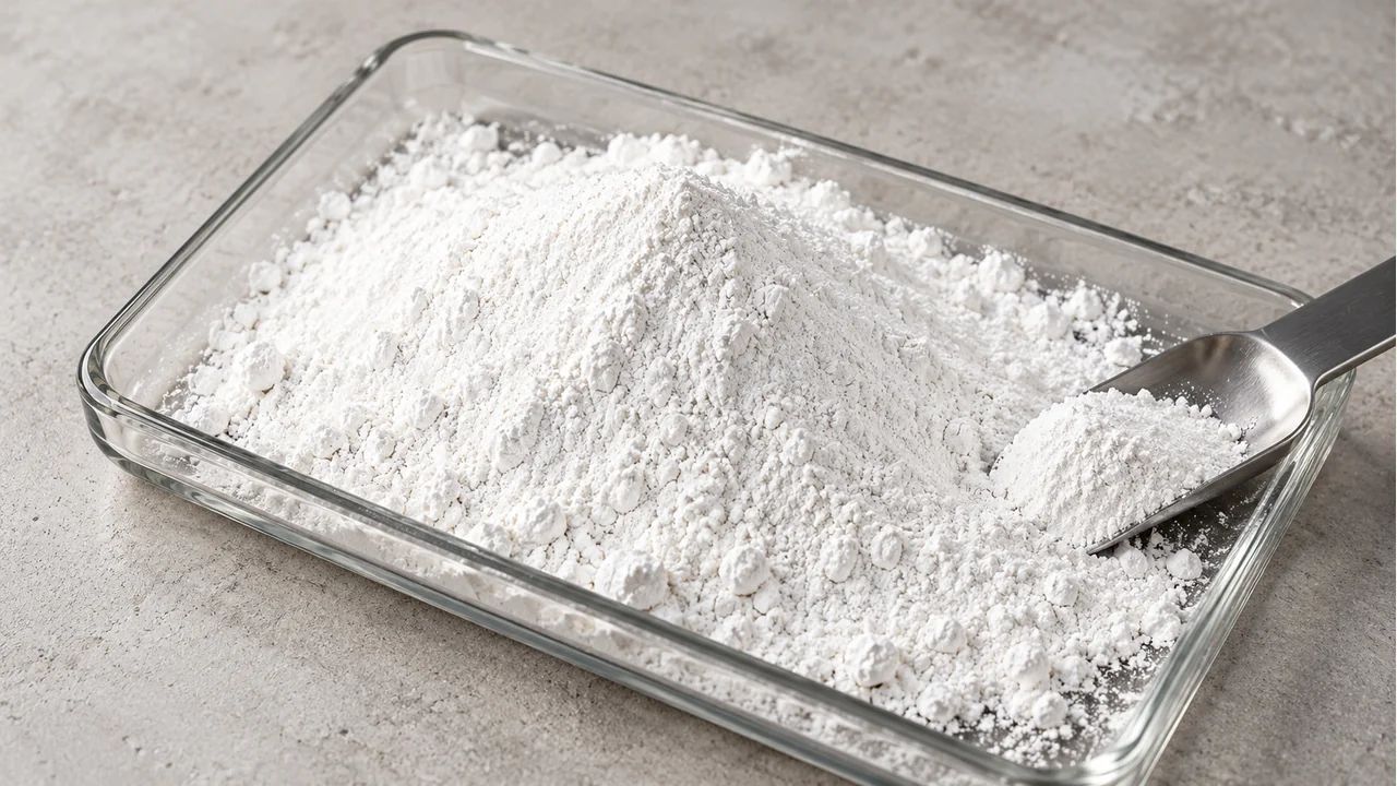 Close view of paper-coating mineral powder