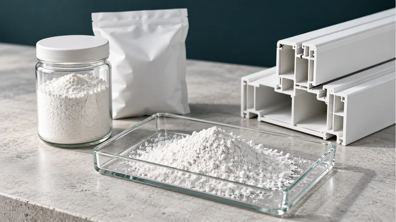 Calcium carbonate powder with plain sample packaging