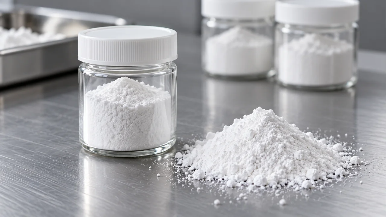 White MAP material with fertilizer raw-material samples